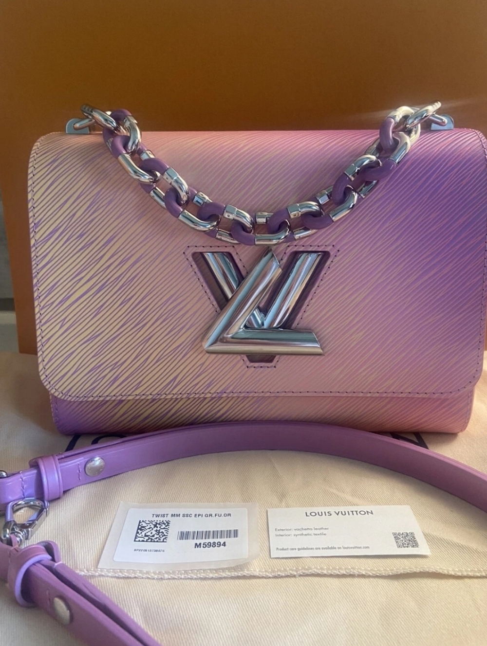 Louis Vuitton Lavender Twist MM Chain Shoulder Bag